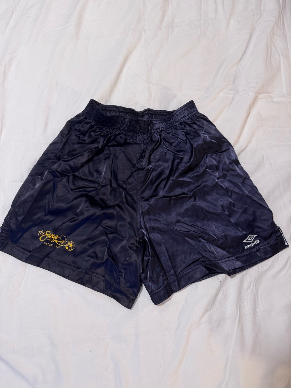 Umbro Men's Dark Navy Athletic Shorts with Yellow Accent
